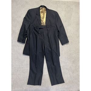 Ted Baker Endurance‎ Mens 2 Piece Full Suit Black Stripe Wool 38R - Trouser 32